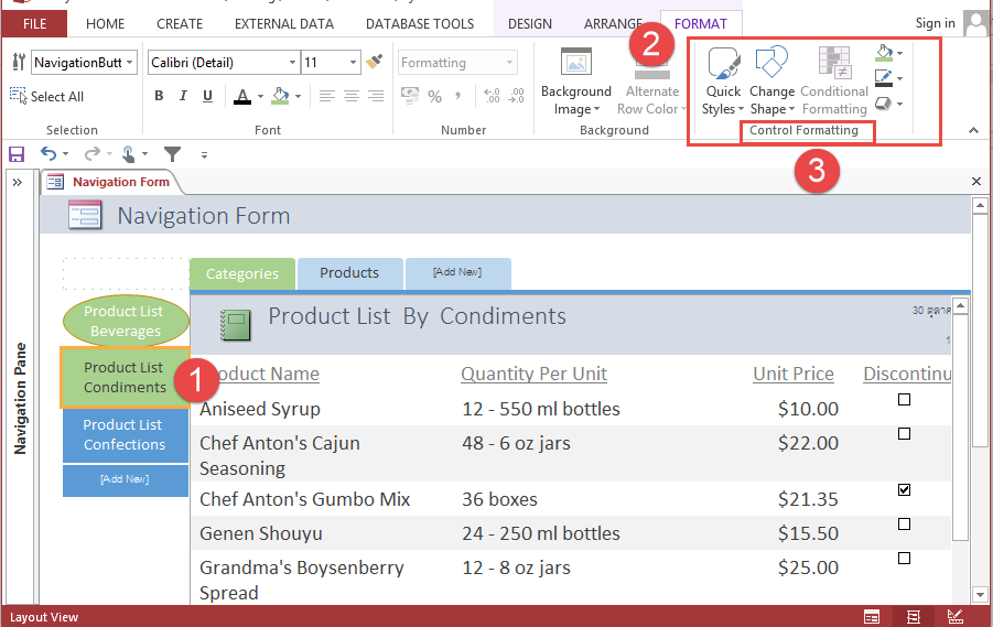 เมนู Format และที่กลุ่ม Control Formatting จะมีคำสั่งต่างๆ ให้เลือกใช้