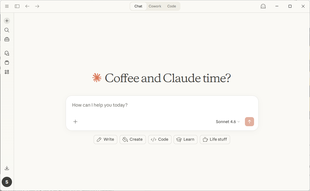 หน้าต่างของ Claude Desktop หน้าต่างของ Claude Desktop