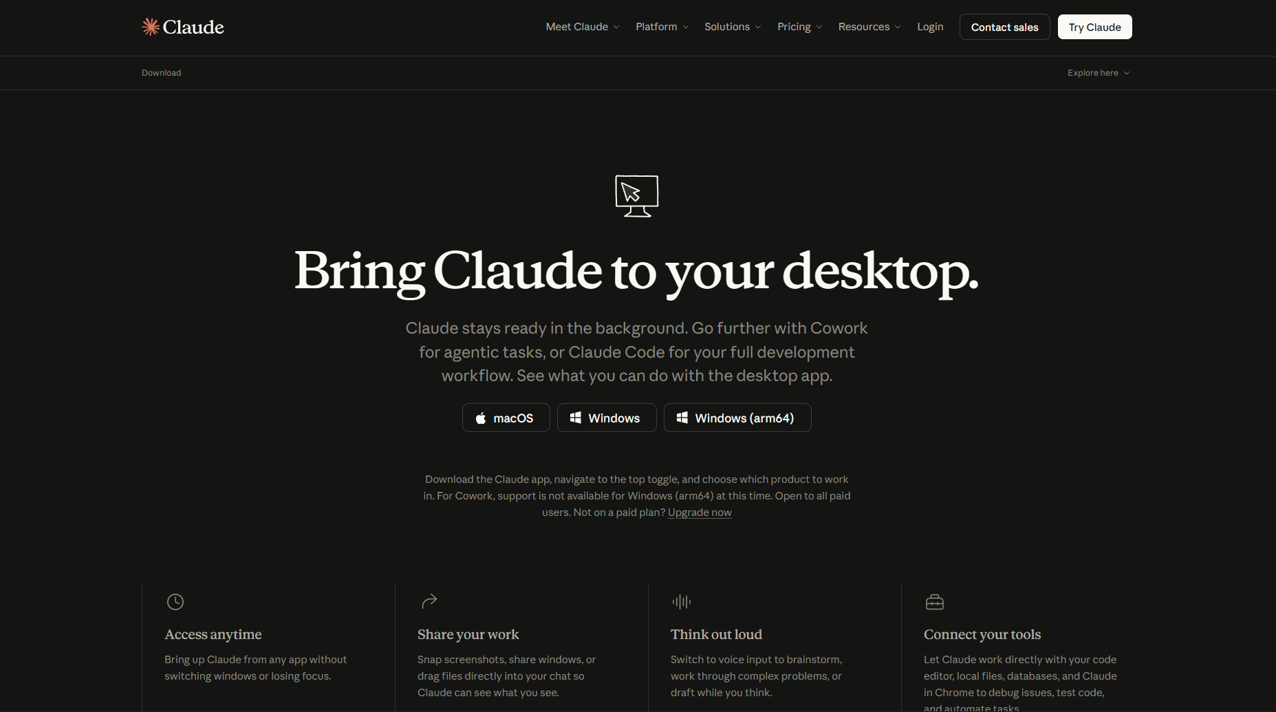 ค้นหาคำว่า Claude Desktop และสามารถดาวน์โหลดตามระบบปฏิบัติการได้เลย ค้นหาคำว่า Claude Desktop และสามารถดาวน์โหลดตามระบบปฏิบัติการได้เลย