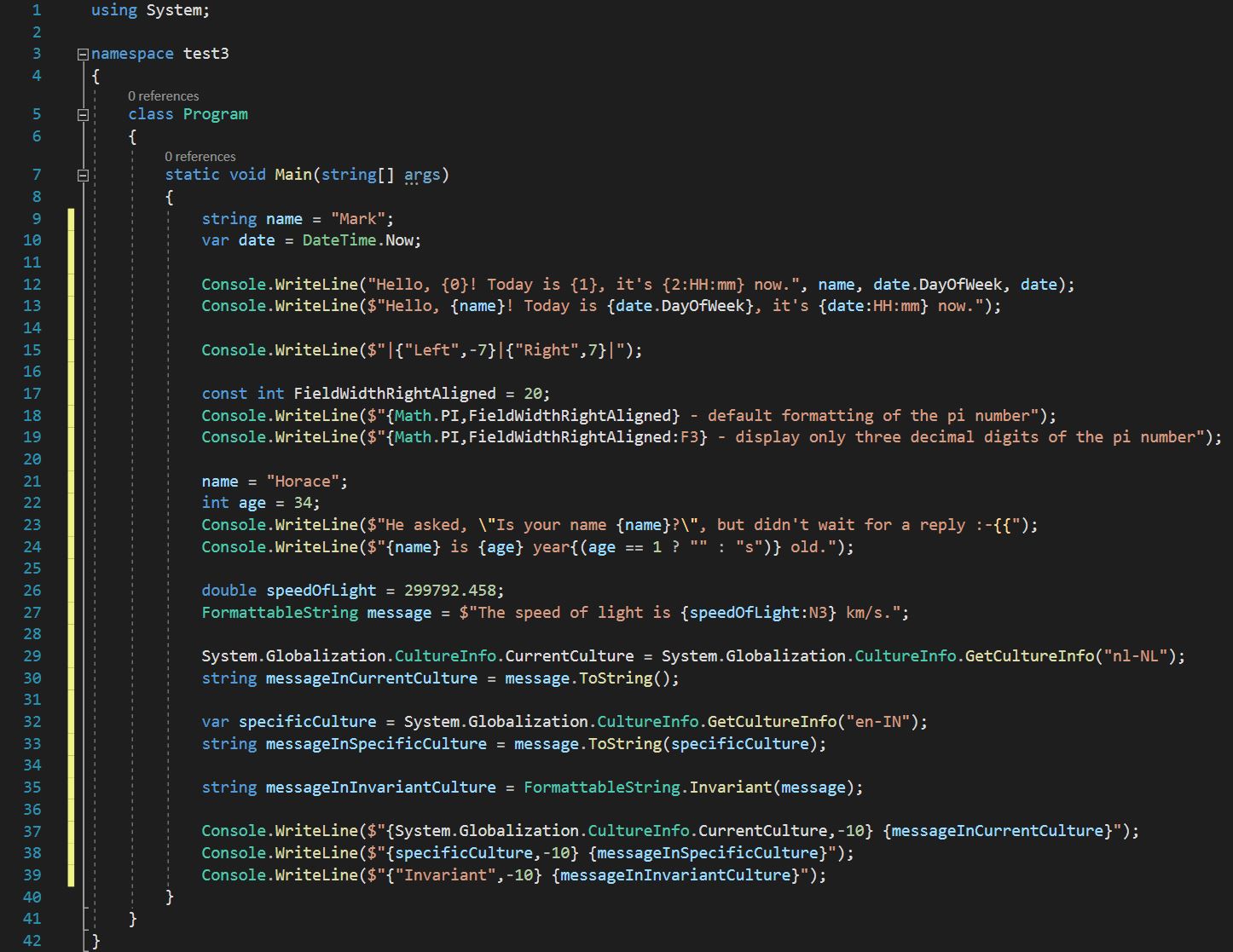 ตัวอย่างโค้ดแสดงการทำ string อินเทอพอลเลชัน