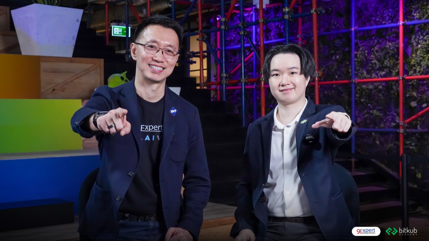 ภาพการถ่ายทำรายการคุยกับนายน์ของ 9Expert กับ Bitkub Academy