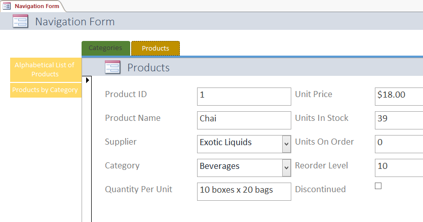 ตัวอย่างของ Navigation Form ที่ซับซ้อนยิ่งขึ้น โดยจะมี Navigation ทั้งทางด้านบนและด้านซ้ายที่จะเปลี่ยนไปตาม Tab