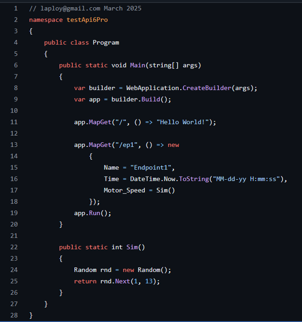 ป้อนพิมพ์โค้ดนี้ลงในไฟล์ program.cs