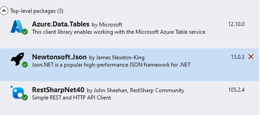 เพิ่มสาม NuGet แพคเกจ