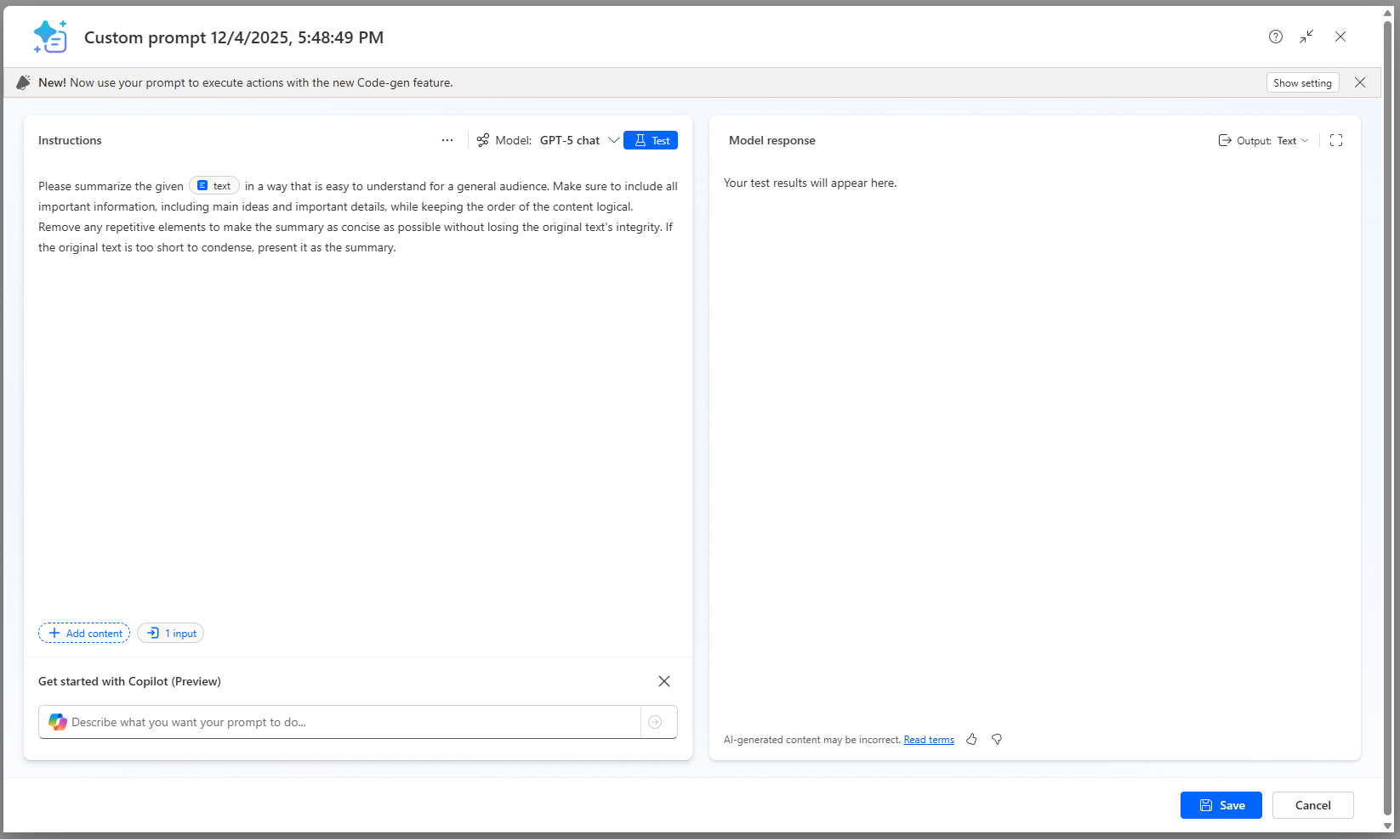 การ Prompt บน AI Builder เพื่อพัฒนา Model ให้ตรงตามความต้องการของผู้ใช้