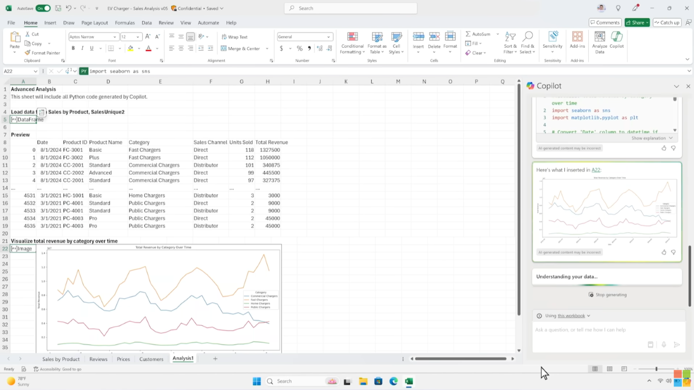 การทำ Data Analysis ด้วย Python ใน Copilot in Excel