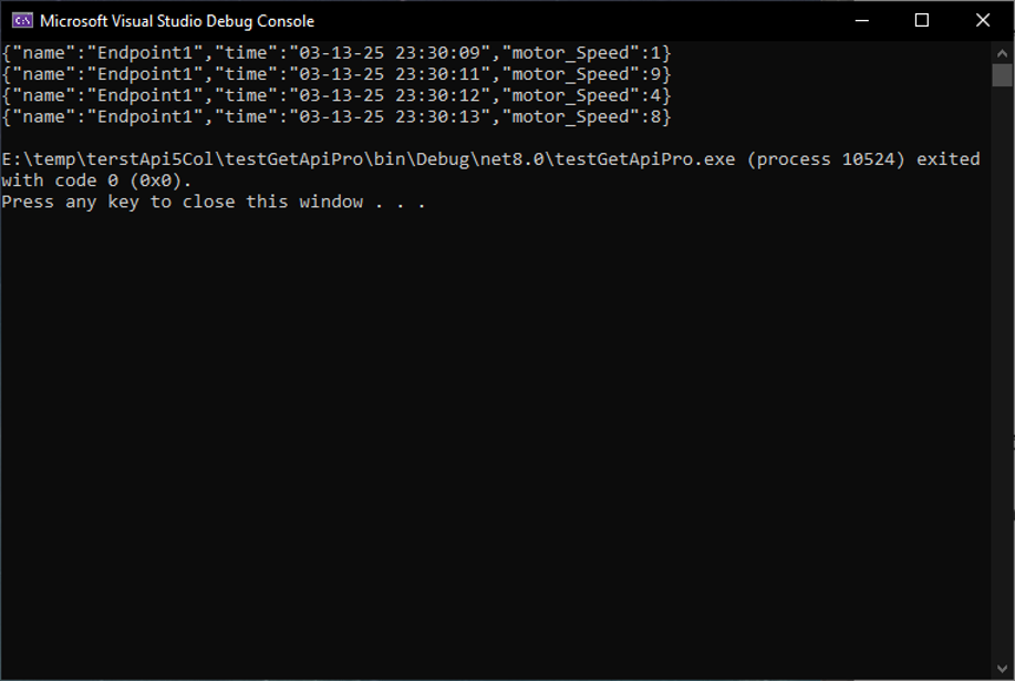 ผลลัพธ์ของการเรียก API endpoint
