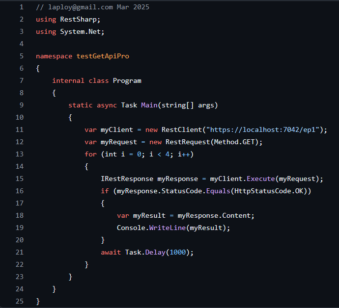 ซอร์สโค้ดทดสอบการเรียก API endpoint
