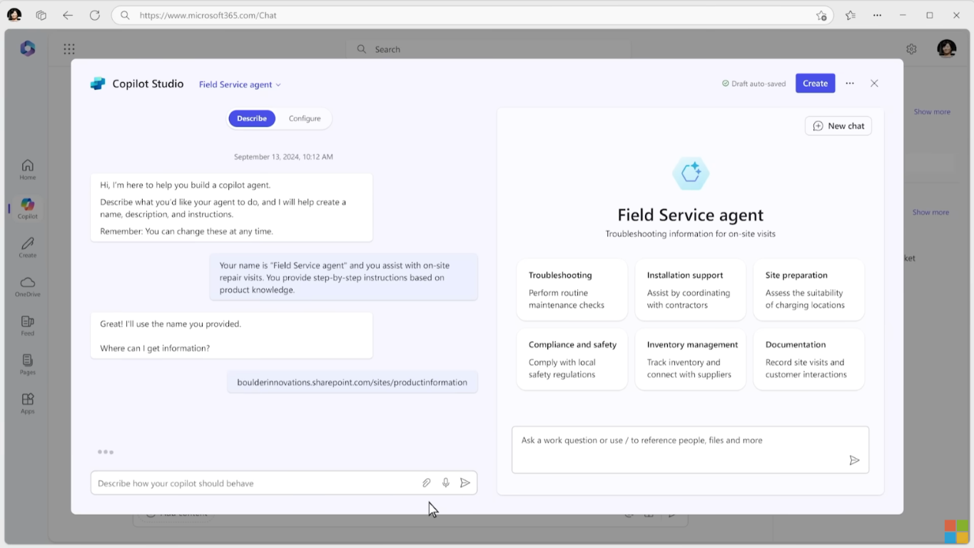 การสร้าง Copilot agents