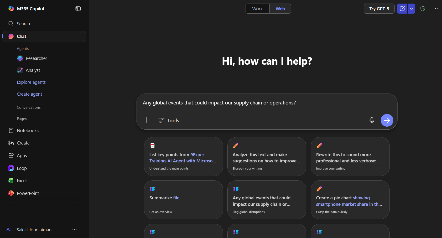 ความสามารถของ Chat ใน Microsoft Copilot Chat