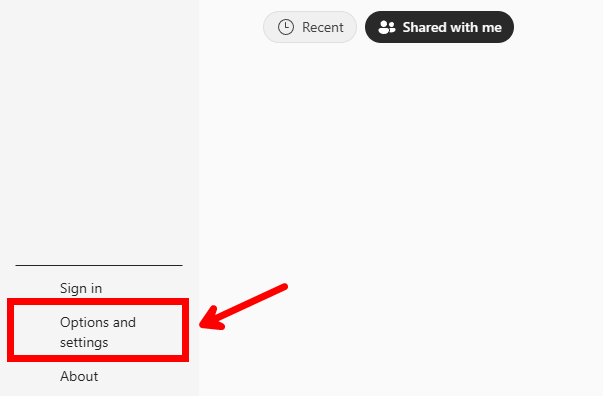 เลือก Options and settings