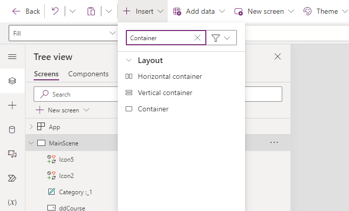 Container ต่าง ๆ ใน Power Apps