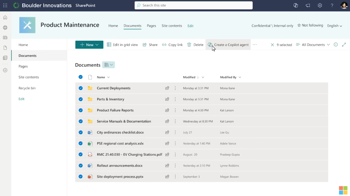 การสร้าง Copilot agent ผ่าน SharePoint