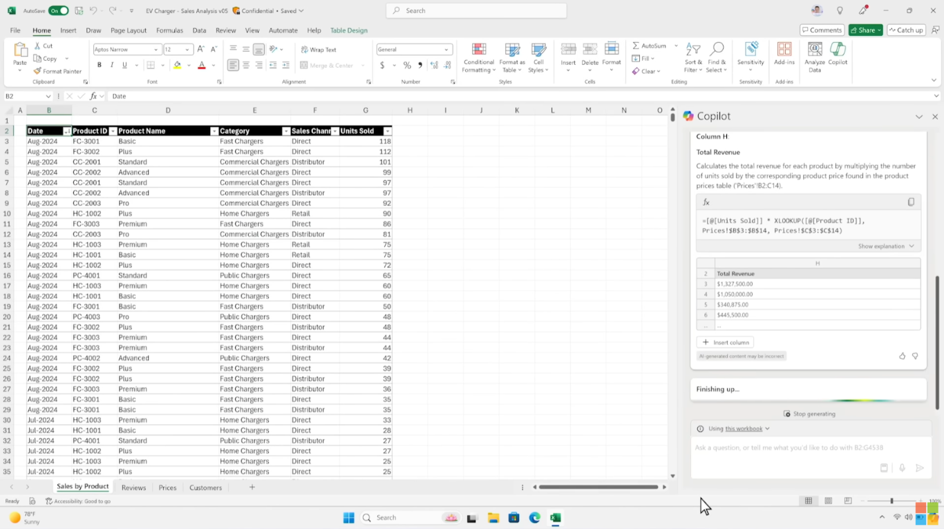 Copilot ใน Excel