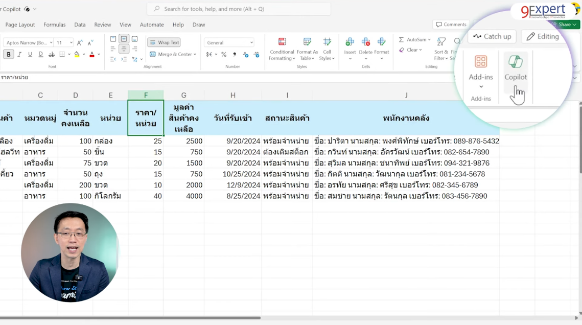 Copilot บน Microsoft Excel
