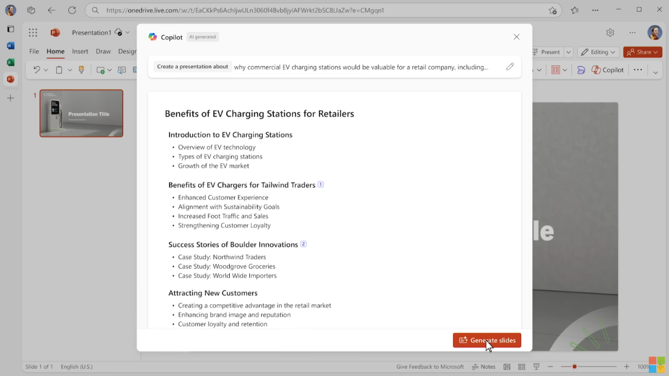 การสร้าง Presentation โดยอ้างอิงข้อมูลและ Template ของบริษัท ด้วย Copilot