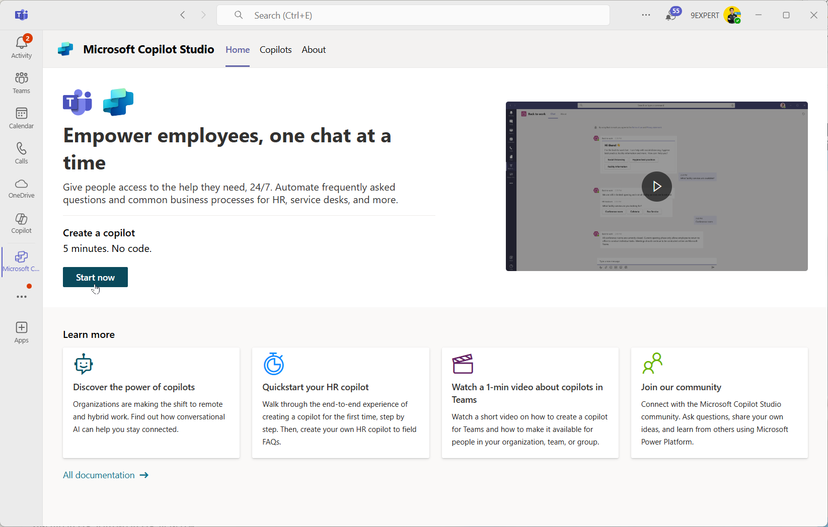 การทำงานร่วมกันระหว่าง Copilot Studio และ Microsoft Teams