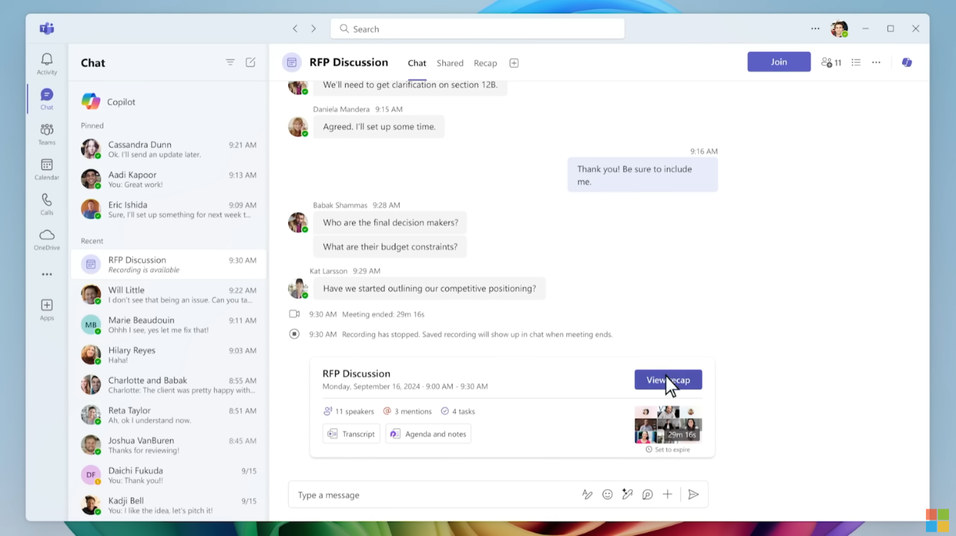 การดู Recap ย้อนหลังในการ Meeting บนช่อง Chat ของ Microsoft Teams