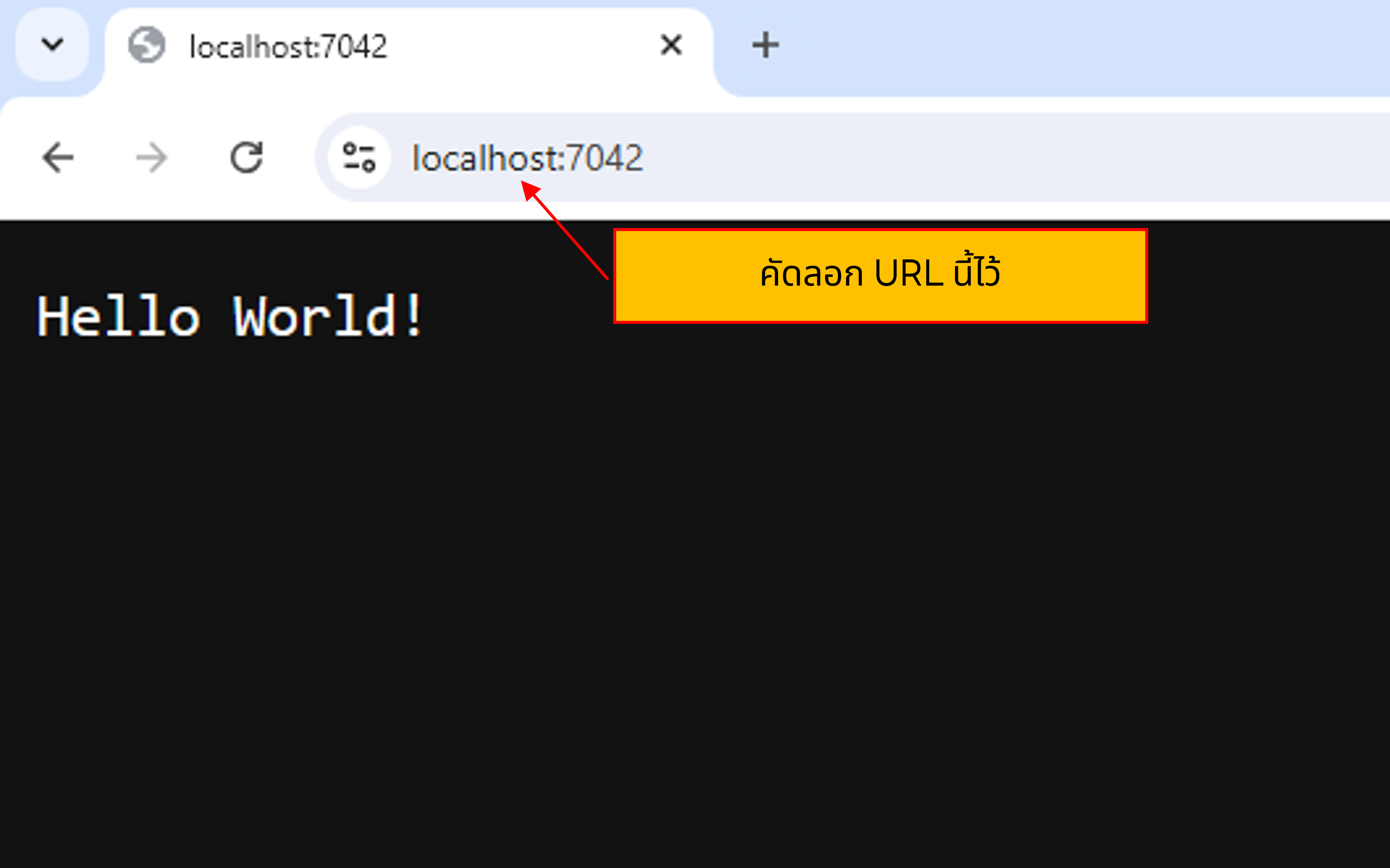 เมื่อเห็นเว็บบราวเซอร์ ให้คัดลอก URL ไว้