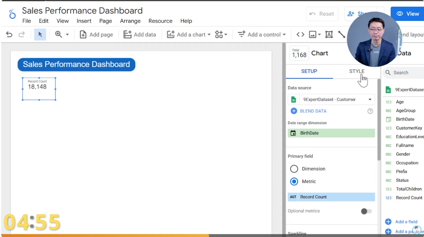 การเลือกข้อมูลจากฟิลด์ Record Count ออกมาแสดง