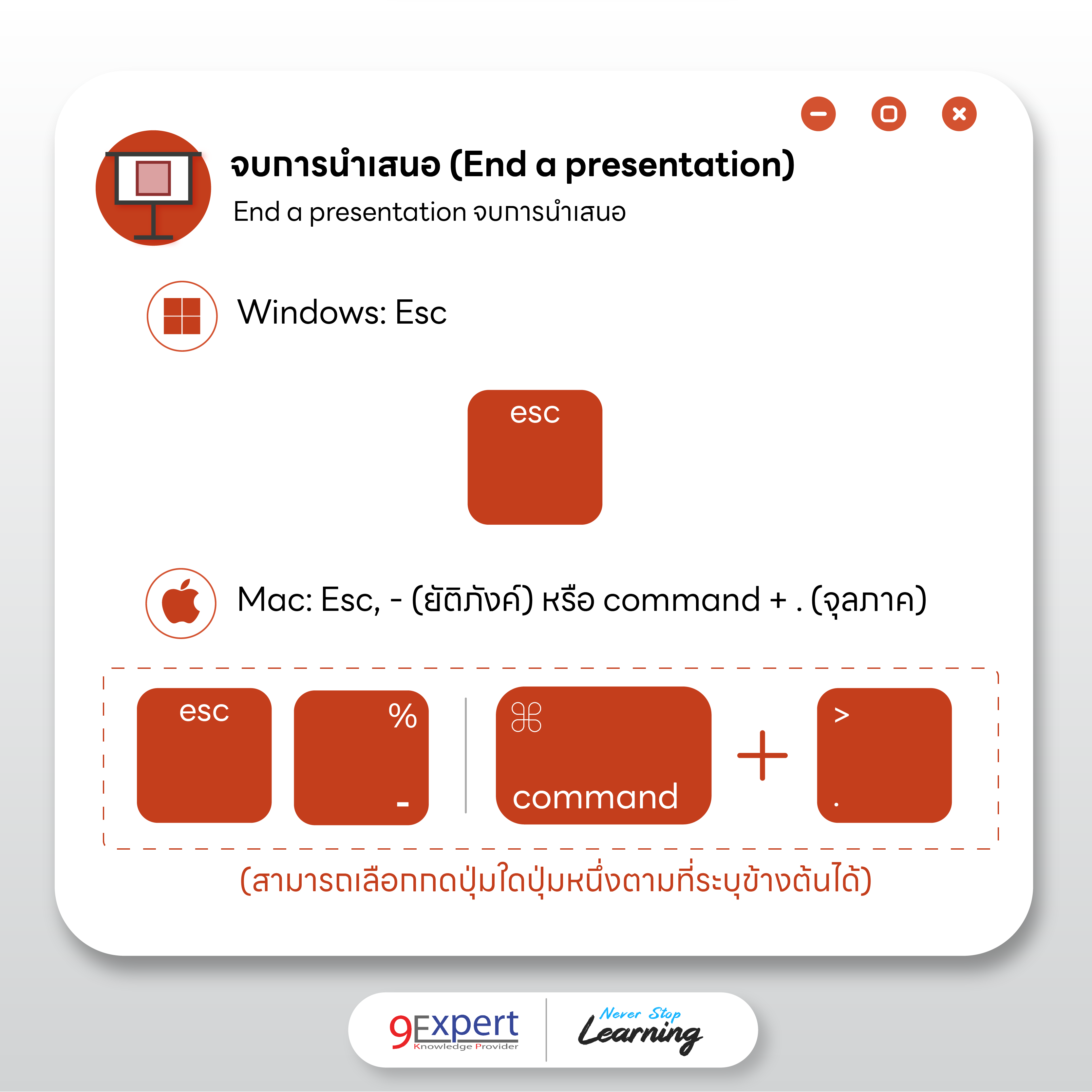 การจบการนำเสนอ (End a presentation)