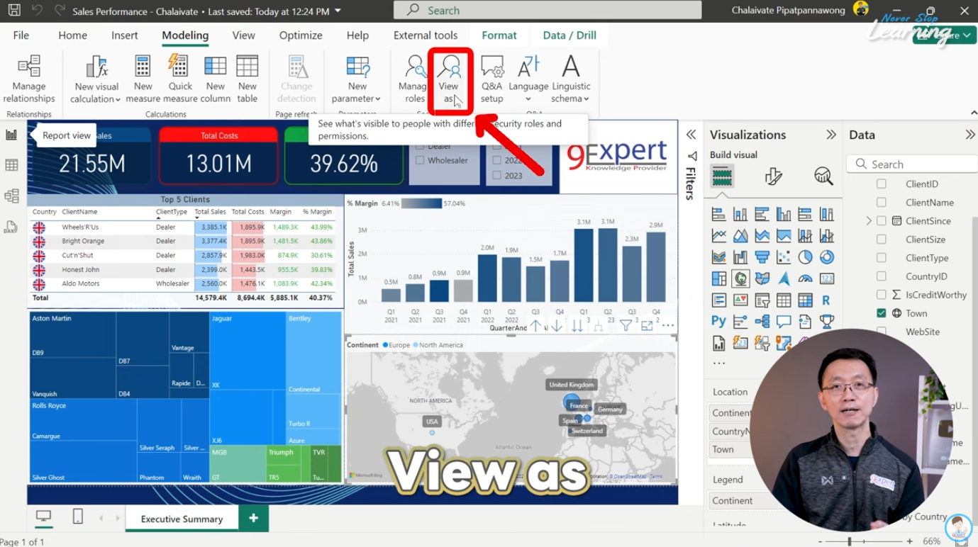 การใช้เครื่องมือ View as เพื่อใช้ทดสอบดู Report/Dashboard ตาม Role