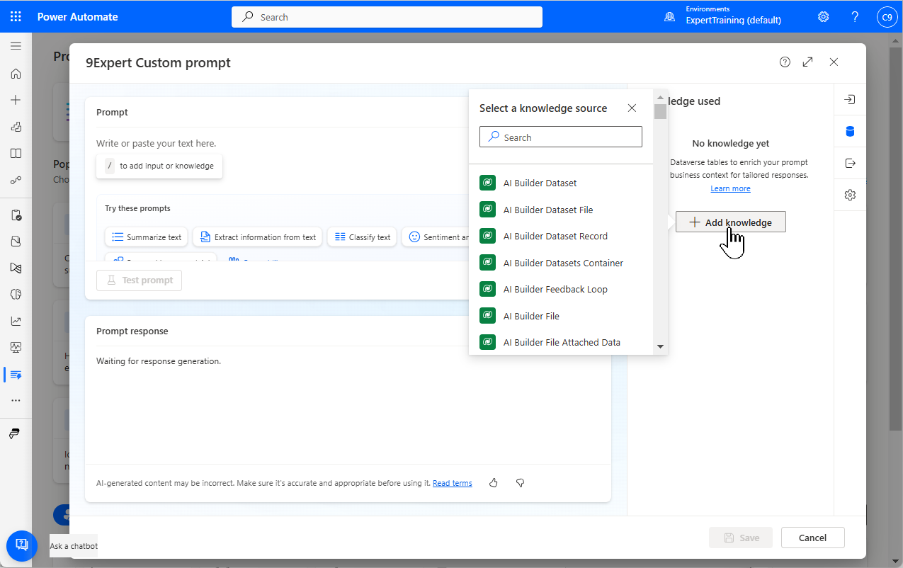 กำหนด Knowledge เพื่อสอนให้ AI Model มีความรู้ที่เฉพาะยิ่งขึ้น