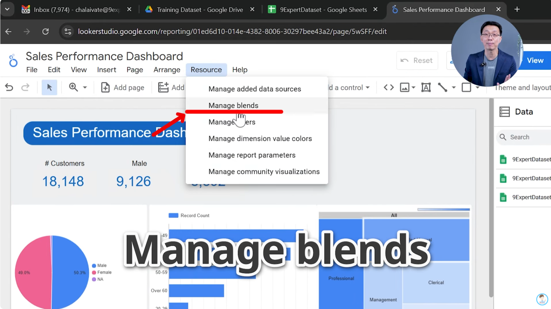 เริ่มการทำ Blends data ที่เมนู Resource และเมนู Manage blends