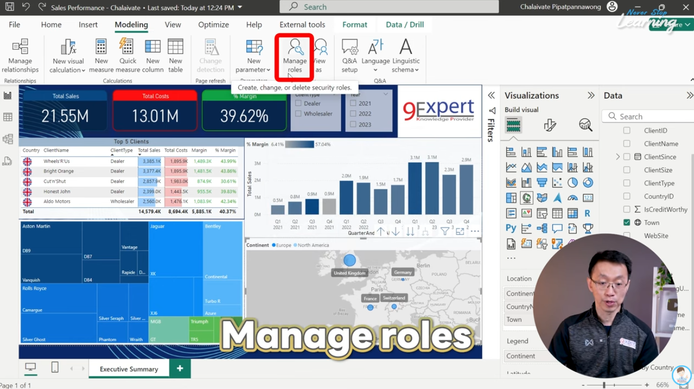 การเข้าไปตั้งค่า RLS ที่ Modeling