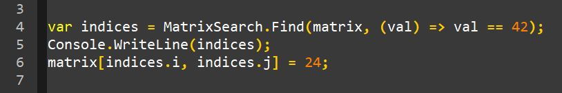 ส่วนที่เรียกใช้เมธอด Find โค้ดบรรทัด 4 เรียกฟังก์ชัน Find
