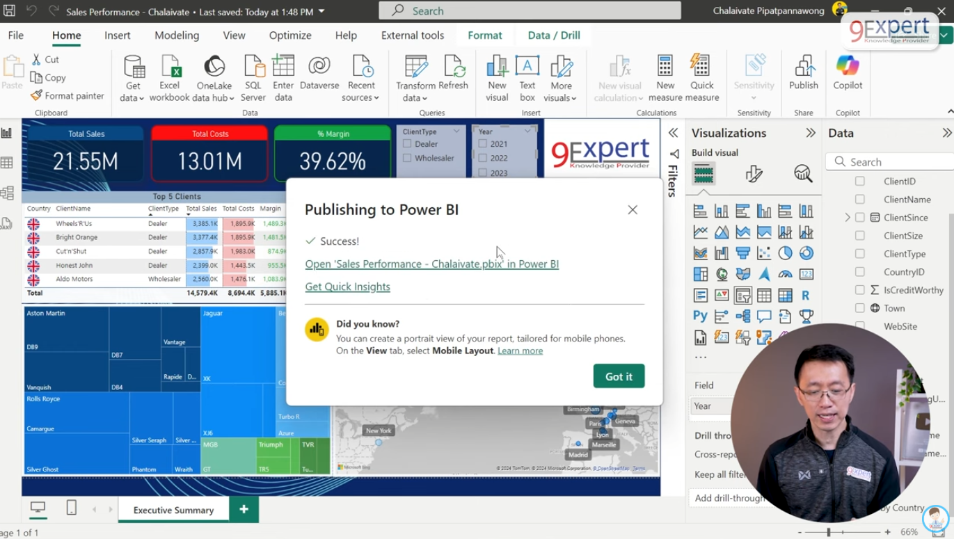 เลือก Workspace สำหรับการ Publish