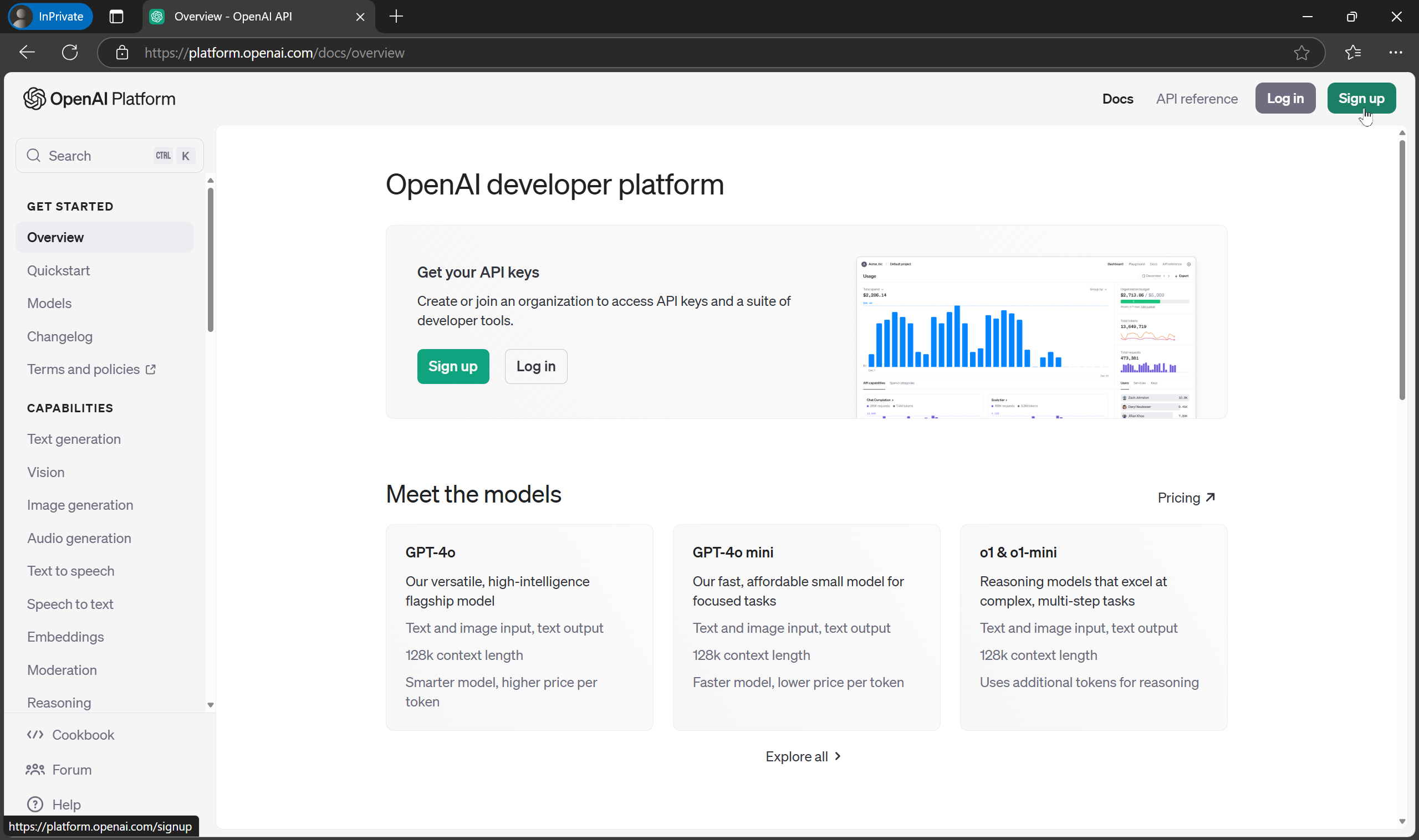 OpenAI Platform สำหรับสมัครใช้งาน API ของ ChatGPT เพื่อใช้งานโมเดลต่าง ๆ ผ่าน API เช่น ไปใช้กับงาน Automation หรือ App ที่เป็น AI ได้