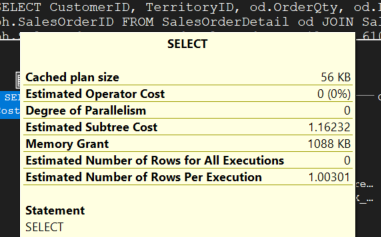 ประสิทธิภาพการทำงานหลังสร้างดรรชนี IX_SalesOrderHeader_TerritoryID