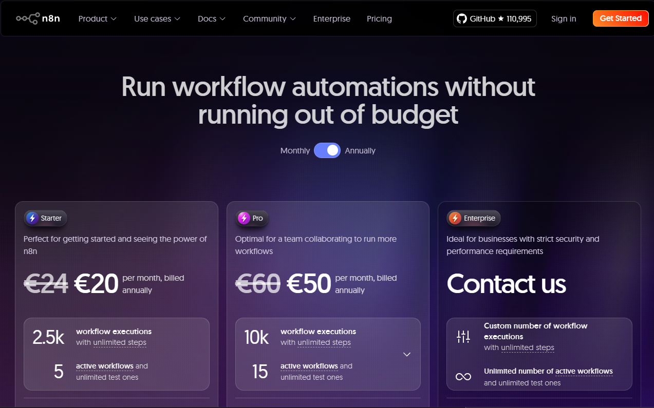 ราคาของแผนใช้งานตั้งแต่ Starter, Pro และ Enterprise