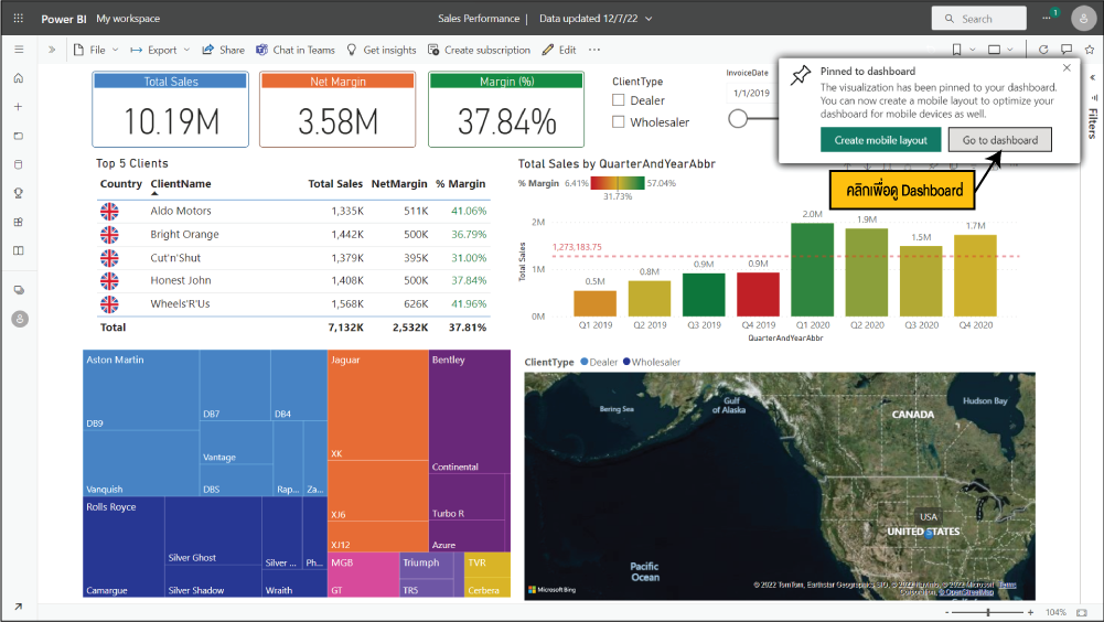 เมื่อทำการ Pin เรียบร้อยก็จะสามารถเข้าดู Dashboard ได้โดยคลิกที่ Go to dashboard
