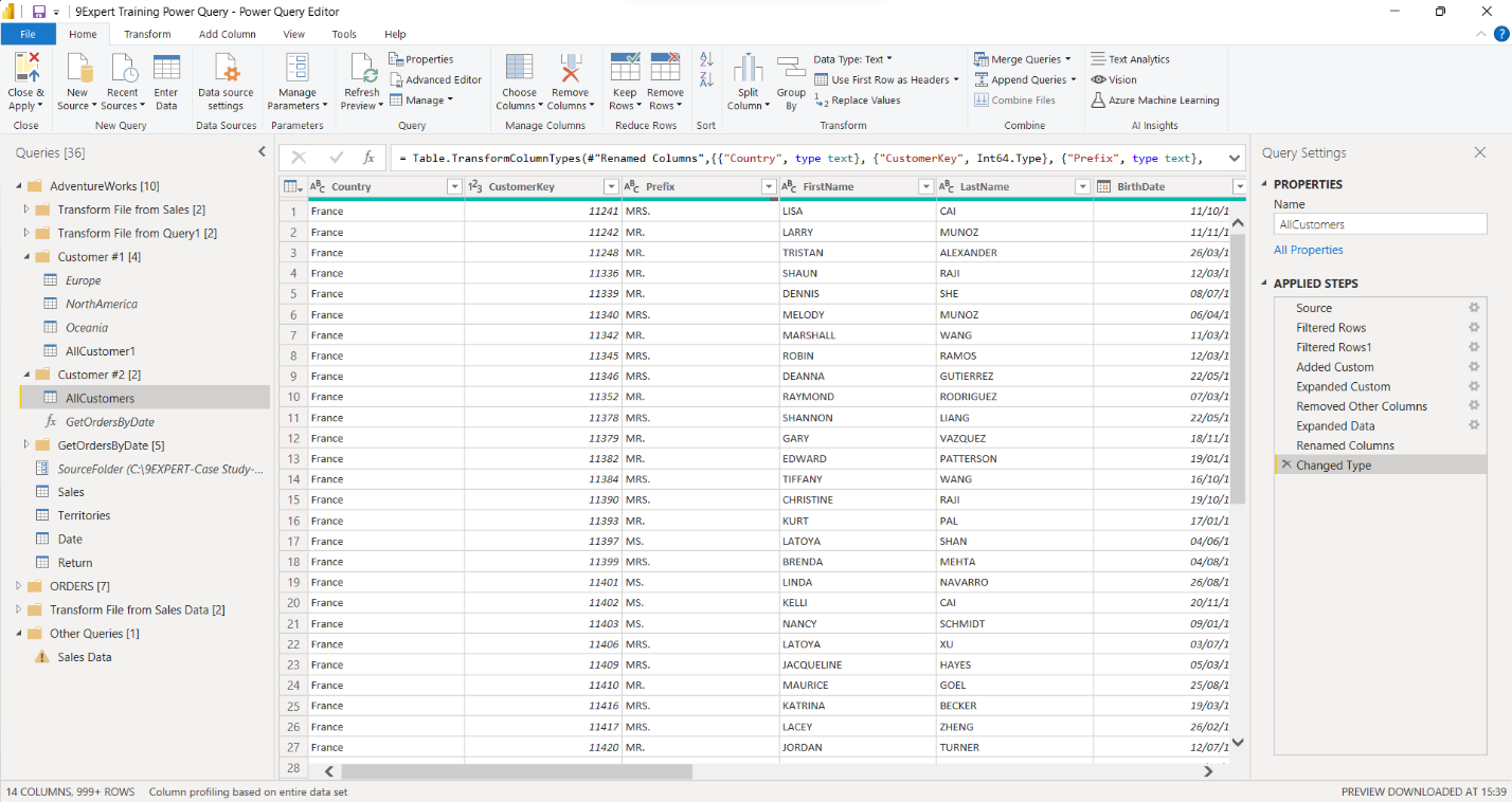 หน้าต่าง Power Query Editor