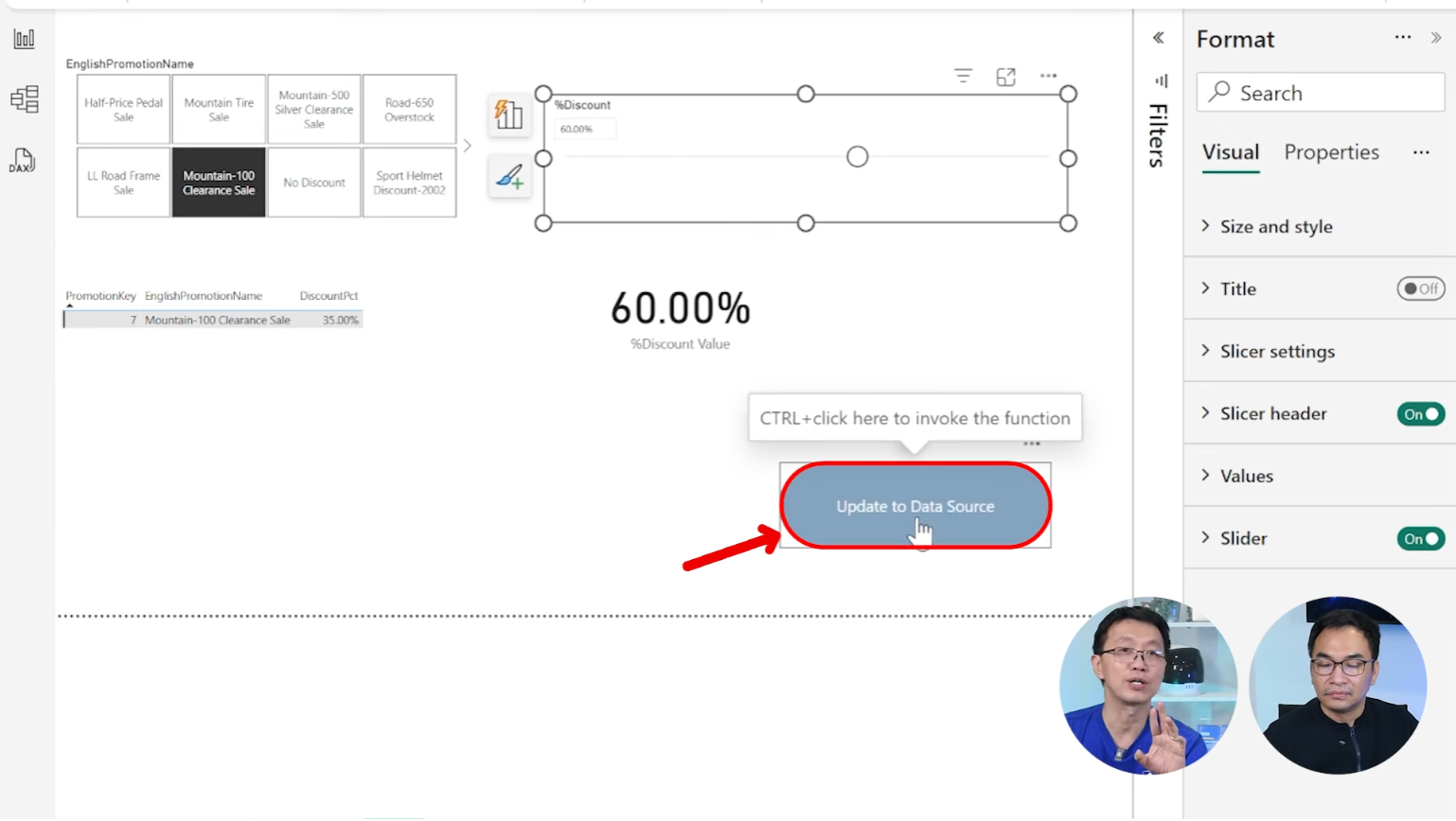กดที่ปุ่มเพื่ออัปเดตข้อมูลผ่าน Connection ที่เตรียมไว้