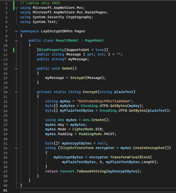 แทนที่โค้ดในไฟล์ Result.cshtml.cs ด้วยโค้ดนี้