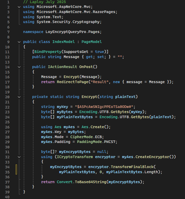 แทนที่โค้ดในหน้า Index.cshtml.cs ด้วยโค้ดนี้