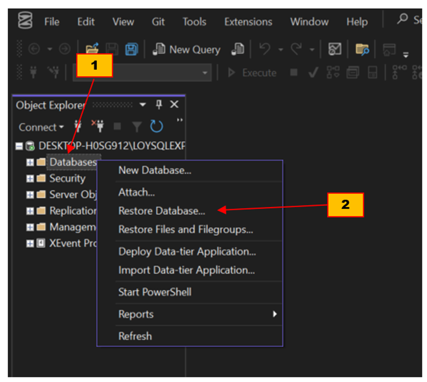 การทำ Restore Database ใน SSMS