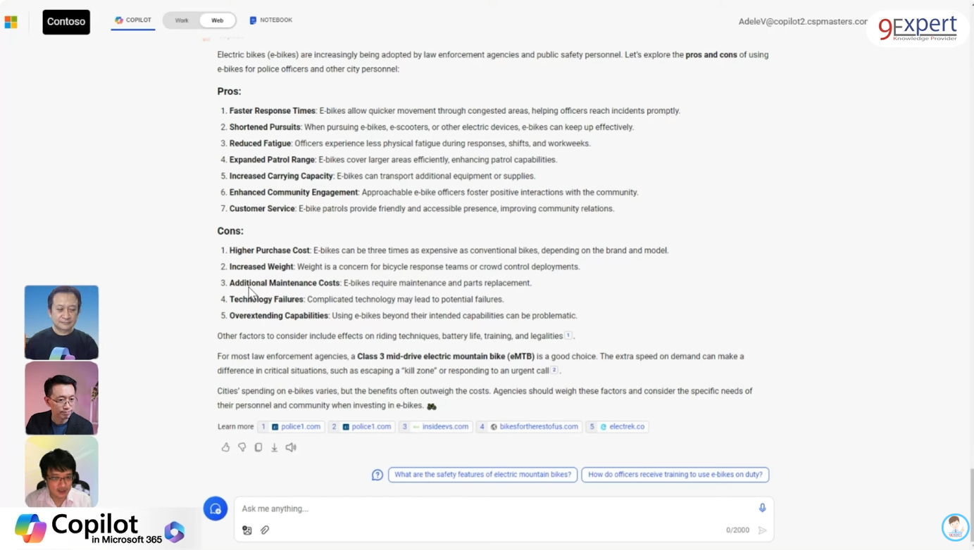 Copilot ช่วยวิเคราะห์ข้อดีของ e-Bike เพื่อใช้เป็นข้อมูลในการเขียน Proposal ให้กับรัฐบาล