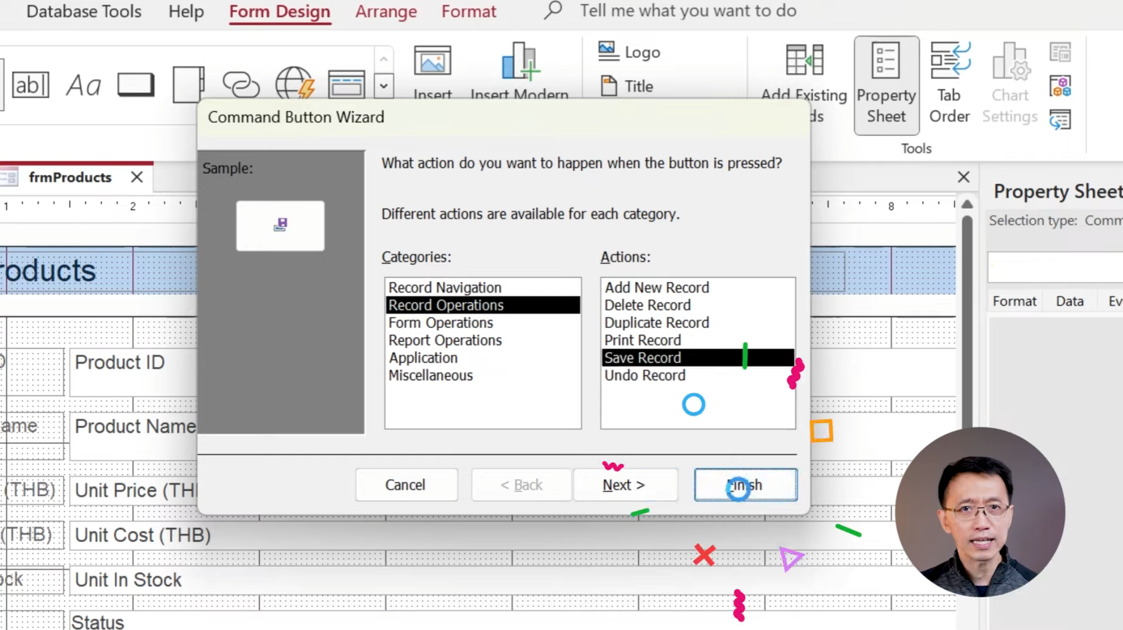 การสร้างปุ่มและระบุคำสั่งการบันทึกข้อมูล