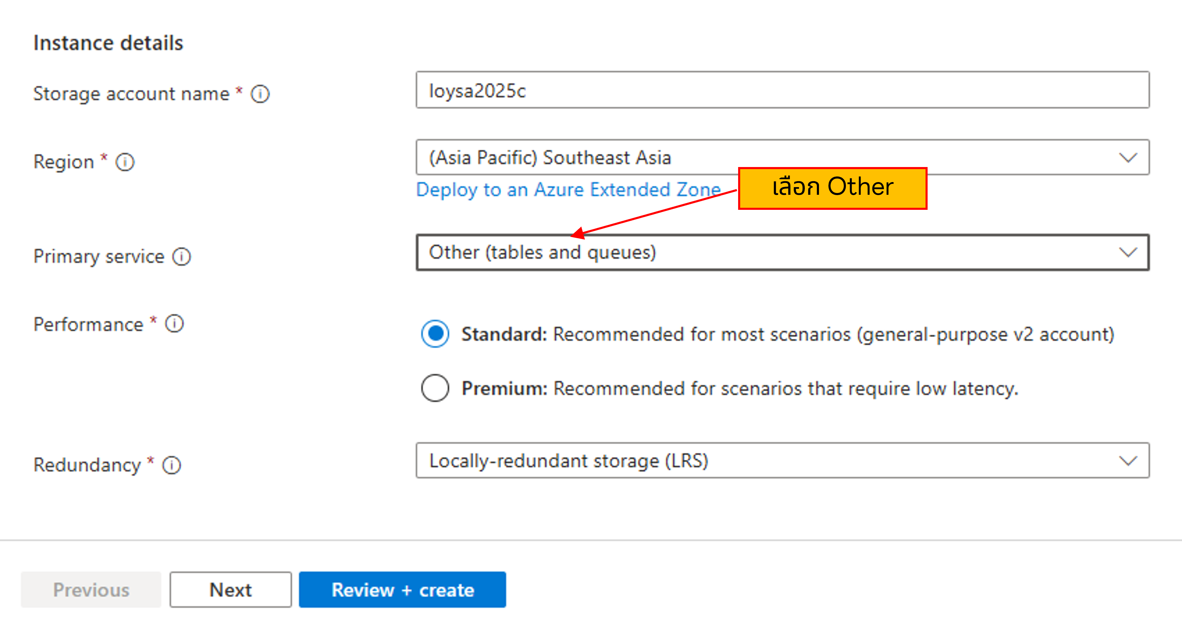 ที่หัวข้อ Primary service เลือก Other