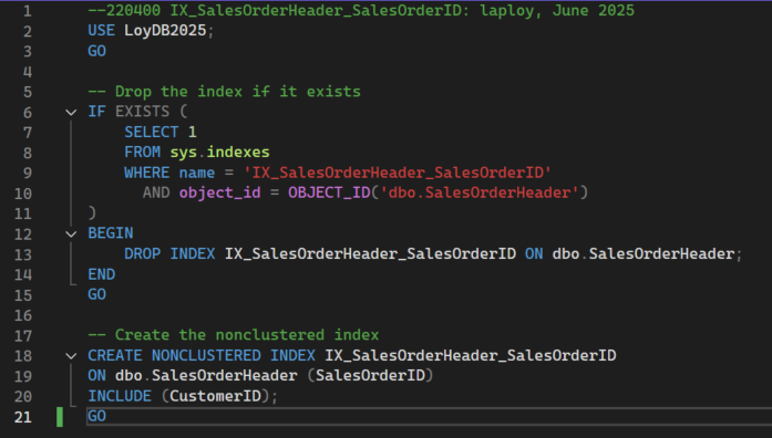 สคริปต์สร้าง IX_SalesOrderHeader_SalesOrderID
