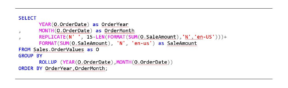 ตัวอย่าง คิวรี่ของ GROUP BY ROLLUP ( )