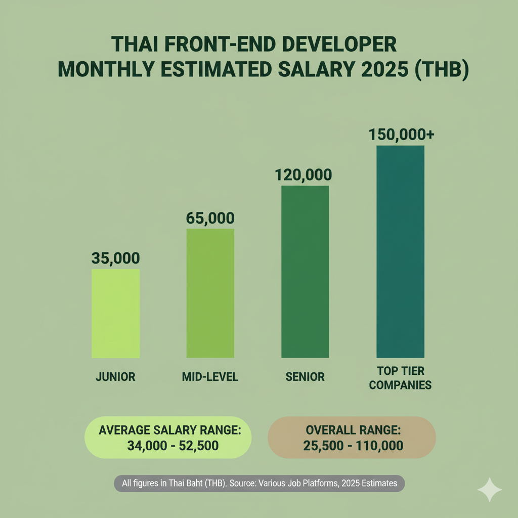 เงินเดือนเฉลี่ยแรงงานสาย Front-End Developer ของไทยปี 2025