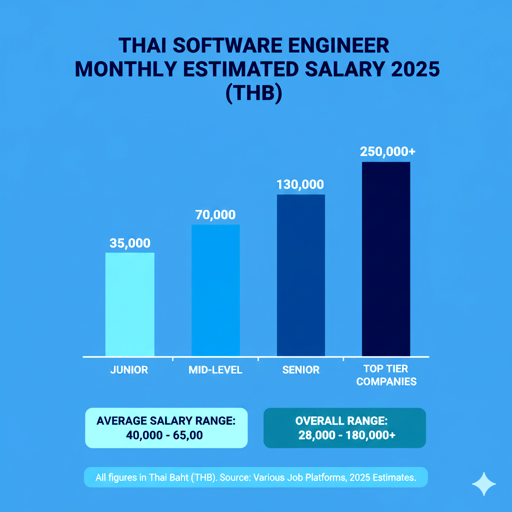 เงินเดือนเฉลี่ยแรงงานสาย Software Engineer ของไทยปี 2025