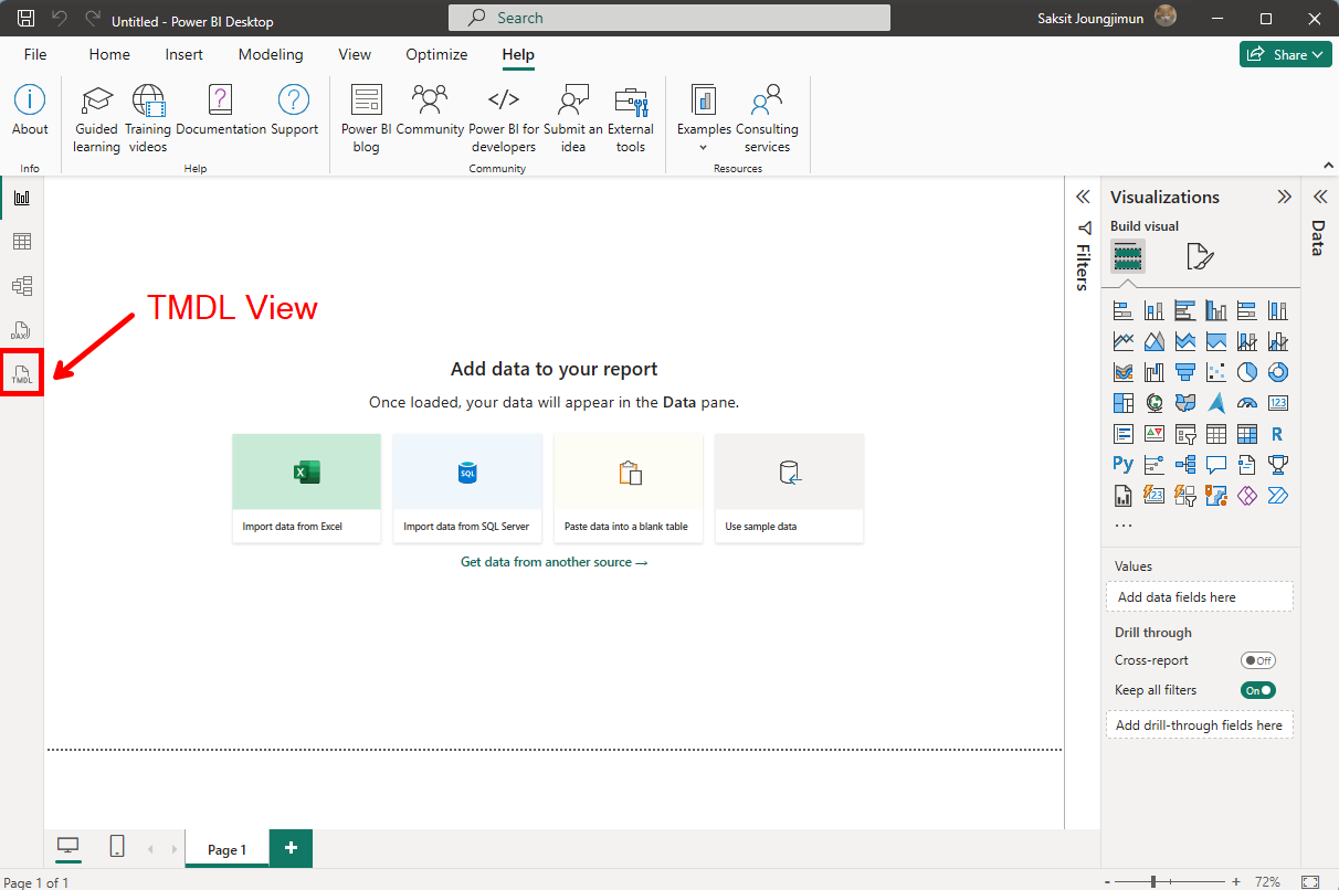 TMDL View จะถูกเพิ่มเข้ามาหลังจากโปรแกรม Restart เรียบร้อยแล้ว