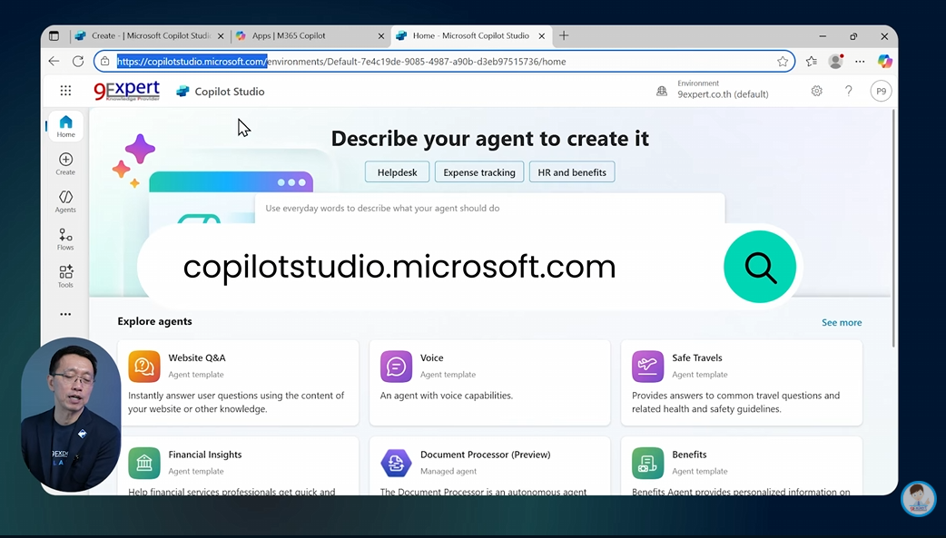 หน้าตาเว็บไซต์ของ Microsoft Copilot Studio