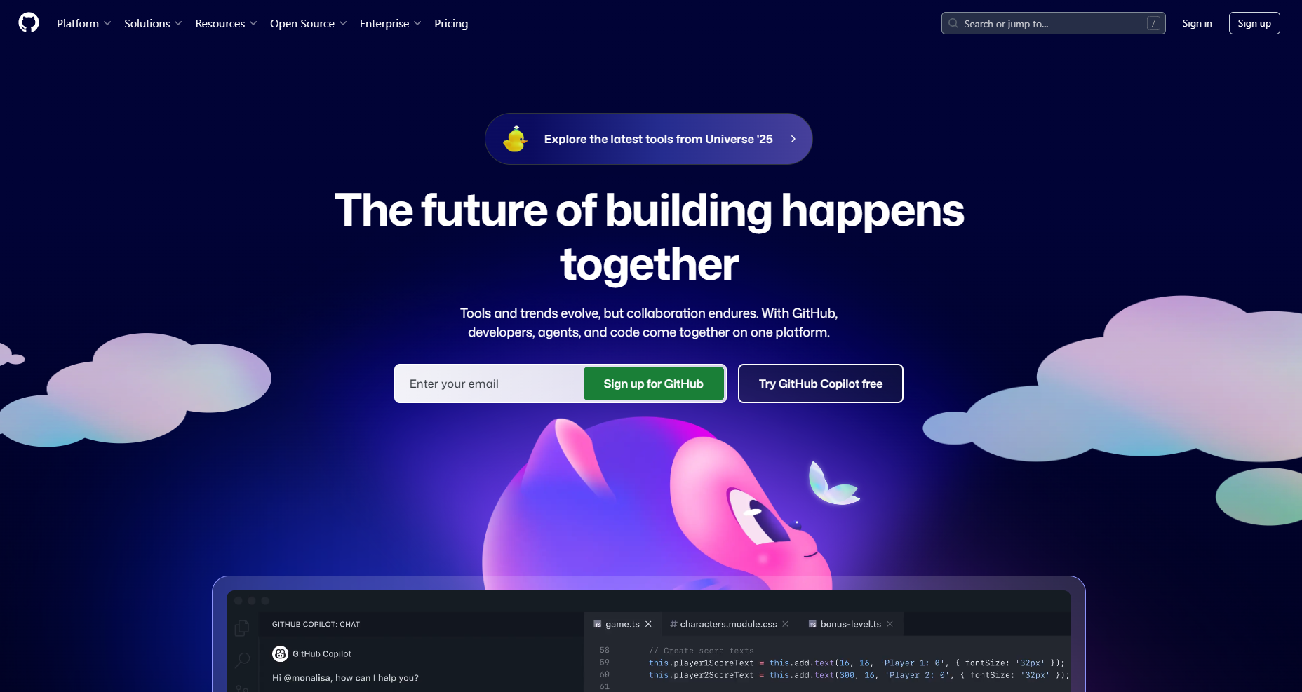 หน้าตาเว็บไซต์ของ GitHub